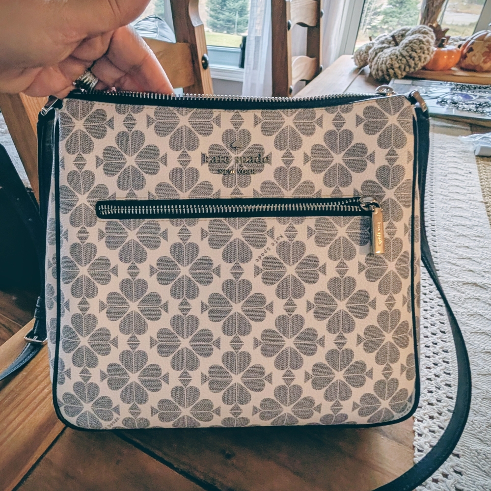 Kate Spade Gray and White Floral Crossbody Bag